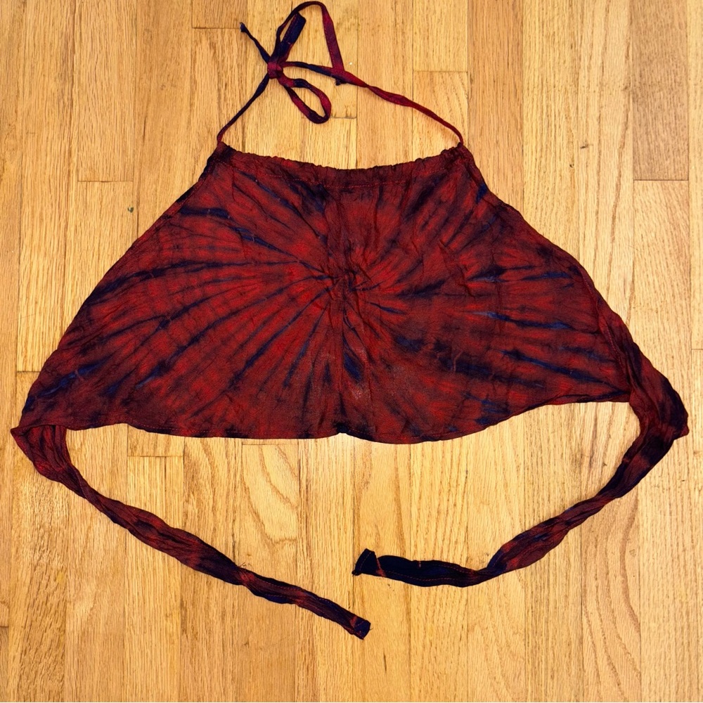 Red and Blue Tie-Dye Halter Top